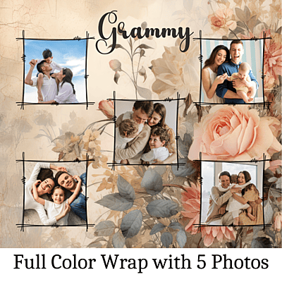 Custom Grammy 20 oz. Photo Tumbler – Muted Floral Design with 5 Photo Keepsake Custom Grammy 20 oz. Photo Tumbler – Muted Floral Design with 5 Photo Keepsake