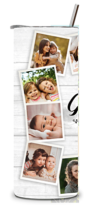 Custom Grandma 13 Photo Tumbler – Simple Woodgrain Design Photo Keepsake Custom Grandma 13 Photo Tumbler – Simple Woodgrain Design Photo Keepsake