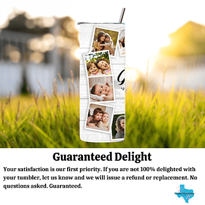 Custom Grandma 13 Photo Tumbler – Simple Woodgrain Design Photo Keepsake Custom Grandma 13 Photo Tumbler – Simple Woodgrain Design Photo Keepsake