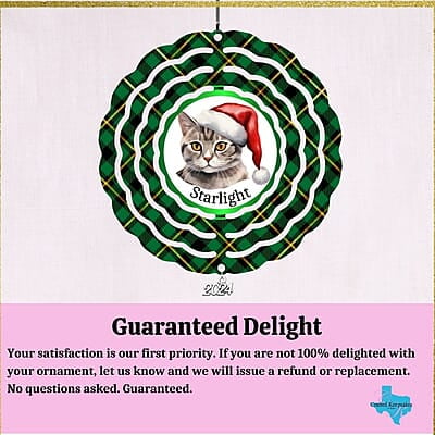 Breeds Starting with B Cat in Santa Hat Personalized 4" Wind Spinner Christmas Ornament Pet Gift Breeds Starting with B Cat in Santa Hat Personalized 4" Wind Spinner Christmas Ornament Pet Gift