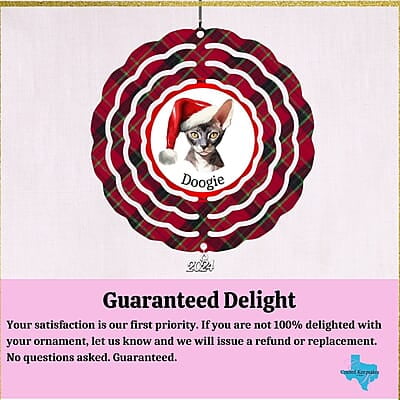 Breeds Starting with C Cat in Santa Hat Personalized 4" Wind Spinner Christmas Ornament Pet Gift Breeds Starting with C Cat in Santa Hat Personalized 4" Wind Spinner Christmas Ornament Pet Gift
