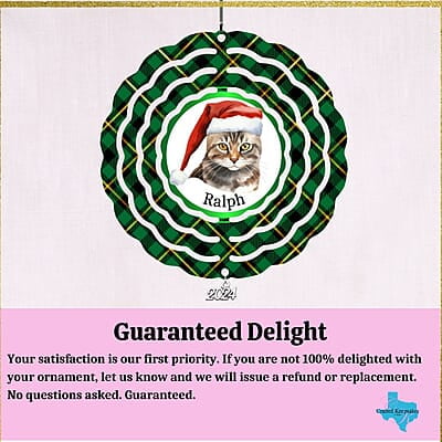 Breeds Starting with D Cat in Santa Hat Personalized 4" Wind Spinner Christmas Ornament Pet Gift Breeds Starting with D Cat in Santa Hat Personalized 4" Wind Spinner Christmas Ornament Pet Gift