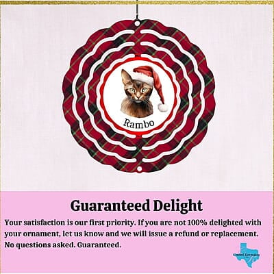 Breeds Starting with E - H Cat in Santa Hat Personalized 4" Wind Spinner Christmas Ornament Pet Gift Breeds Starting with E - H Cat in Santa Hat Personalized 4" Wind Spinner Christmas Ornament Pet Gift