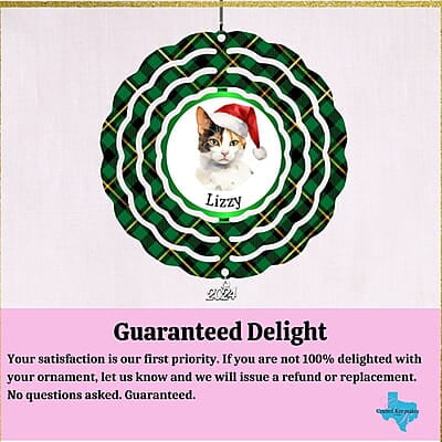 Breeds Starting with J - L Cat in Santa Hat Personalized 4" Wind Spinner Christmas Ornament Pet Gift Breeds Starting with J - L Cat in Santa Hat Personalized 4" Wind Spinner Christmas Ornament Pet Gift