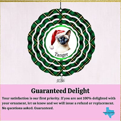 Breeds Starting with T - Y Cat in Santa Hat Personalized 4" Wind Spinner Christmas Ornament Pet Gift Breeds Starting with T - Y Cat in Santa Hat Personalized 4" Wind Spinner Christmas Ornament Pet Gift