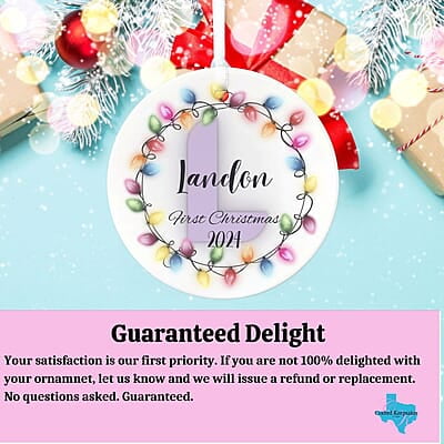 Personalized Baby Alphabet Ceramic Ornament, 2024 1st Christmas Quality Keepsake, Custom Girl and Boy Gift, Christmas Lights Monogram Personalized Baby Alphabet Ceramic Ornament, 2024 1st Christmas Quality Keepsake, Custom Girl and Boy Gift, Christmas Lights Monogram