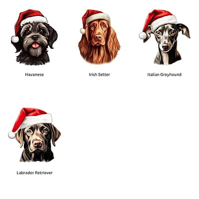 Breeds Starting with H-L Dog Santa Hat Personalized 4" Wind Spinner Ornament Pet Parent Gift Breeds Starting with H-L Dog Santa Hat Personalized 4" Wind Spinner Ornament Pet Parent Gift