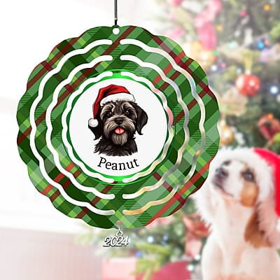 Breeds Starting with H-L Dog Santa Hat Personalized 4" Wind Spinner Ornament Pet Parent Gift Breeds Starting with H-L Dog Santa Hat Personalized 4" Wind Spinner Ornament Pet Parent Gift