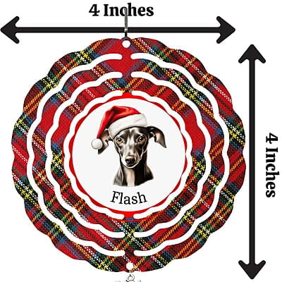 Breeds Starting with H-L Dog Santa Hat Personalized 4" Wind Spinner Ornament Pet Parent Gift Breeds Starting with H-L Dog Santa Hat Personalized 4" Wind Spinner Ornament Pet Parent Gift