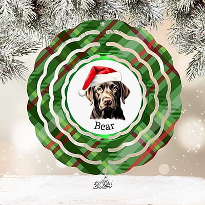 Breeds Starting with H-L Dog Santa Hat Personalized 4" Wind Spinner Ornament Pet Parent Gift Breeds Starting with H-L Dog Santa Hat Personalized 4" Wind Spinner Ornament Pet Parent Gift