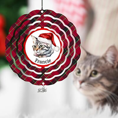 Breeds Starting with A Cat in Santa Hat Personalized 4" Wind Spinner Christmas Ornament Keepsake Pet Parent Gift Breeds Starting with A Cat in Santa Hat Personalized 4" Wind Spinner Christmas Ornament Keepsake Pet Parent Gift