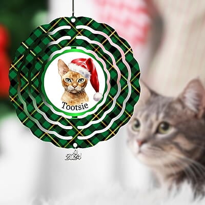 Breeds Starting with E - H Cat in Santa Hat Personalized 4" Wind Spinner Christmas Ornament Pet Gift Breeds Starting with E - H Cat in Santa Hat Personalized 4" Wind Spinner Christmas Ornament Pet Gift
