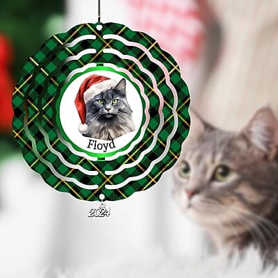 Breeds Starting with M - N Cat in Santa Hat Personalized 4" Wind Spinner Christmas Ornament Pet Gift Breeds Starting with M - N Cat in Santa Hat Personalized 4" Wind Spinner Christmas Ornament Pet Gift