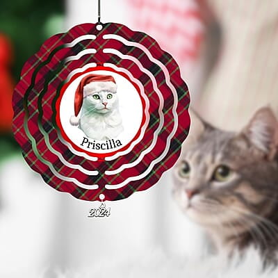 Breeds Starting with O - R Cat in Santa Hat Personalized 4" Wind Spinner Christmas Ornament Pet Gift Breeds Starting with O - R Cat in Santa Hat Personalized 4" Wind Spinner Christmas Ornament Pet Gift