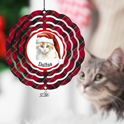 Breeds Starting with T - Y Cat in Santa Hat Personalized 4" Wind Spinner Christmas Ornament Pet Gift Breeds Starting with T - Y Cat in Santa Hat Personalized 4" Wind Spinner Christmas Ornament Pet Gift