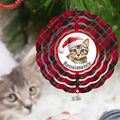 Breeds Starting with E - H Cat in Santa Hat Personalized 4" Wind Spinner Christmas Ornament Pet Gift Breeds Starting with E - H Cat in Santa Hat Personalized 4" Wind Spinner Christmas Ornament Pet Gift