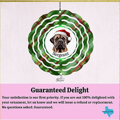 Breeds Starting with M-O Dog in Santa Hat Personalized 4" Wind Spinner Ornament, Pet Parent Gift Breeds Starting with M-O Dog in Santa Hat Personalized 4" Wind Spinner Ornament, Pet Parent Gift