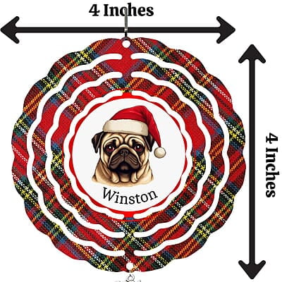 Breeds Starting with p Dog Santa Hat Personalized 4" Wind Spinner Ornament, Pet Parent Gift Breeds Starting with p Dog Santa Hat Personalized 4" Wind Spinner Ornament, Pet Parent Gift