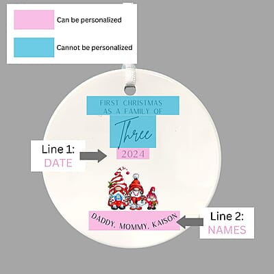 Family of 3 First Christmas 2, 2024 Personalized Custom Ornament, Heirloom Keepsake, Adoption Family of 3 First Christmas 2, 2024 Personalized Custom Ornament, Heirloom Keepsake, Adoption