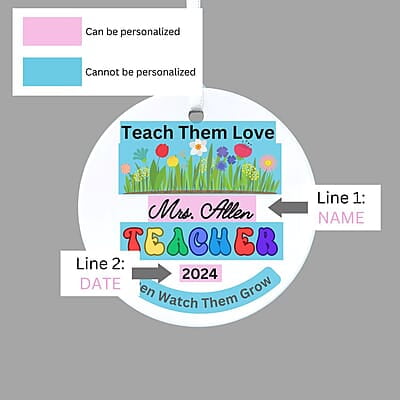 Teacher 2 Personalized 2024 Ceramic Ornament, Perfect Thank You Gift, Custom Quality Keepsake Heirloom Memento Teacher 2 Personalized 2024 Ceramic Ornament, Perfect Thank You Gift, Custom Quality Keepsake Heirloom Memento
