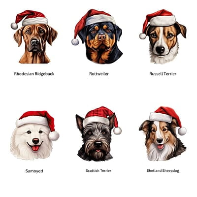 Breeds Starting with R-S Dog in Santa Hat Personalized 4" Wind Spinner Ornament Keepsake with charm, Pet Parent Gift Breeds Starting with R-S Dog in Santa Hat Personalized 4" Wind Spinner Ornament Keepsake with charm, Pet Parent Gift