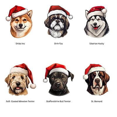 Breeds Starting with R-S Dog in Santa Hat Personalized 4" Wind Spinner Ornament Keepsake with charm, Pet Parent Gift Breeds Starting with R-S Dog in Santa Hat Personalized 4" Wind Spinner Ornament Keepsake with charm, Pet Parent Gift