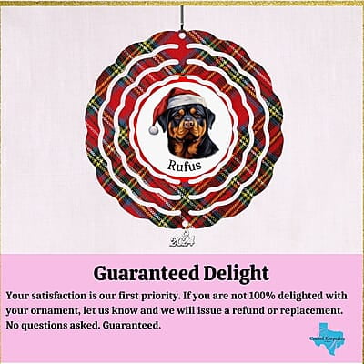 Breeds Starting with R-S Dog in Santa Hat Personalized 4" Wind Spinner Ornament Keepsake with charm, Pet Parent Gift Breeds Starting with R-S Dog in Santa Hat Personalized 4" Wind Spinner Ornament Keepsake with charm, Pet Parent Gift