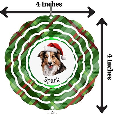 Breeds Starting with R-S Dog in Santa Hat Personalized 4" Wind Spinner Ornament Keepsake with charm, Pet Parent Gift Breeds Starting with R-S Dog in Santa Hat Personalized 4" Wind Spinner Ornament Keepsake with charm, Pet Parent Gift