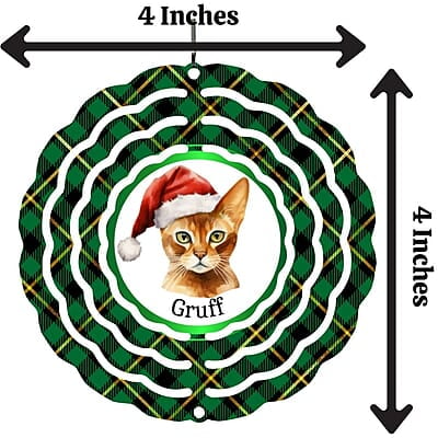 Breeds Starting with A Cat in Santa Hat Personalized 4" Wind Spinner Christmas Ornament Keepsake Pet Parent Gift Breeds Starting with A Cat in Santa Hat Personalized 4" Wind Spinner Christmas Ornament Keepsake Pet Parent Gift