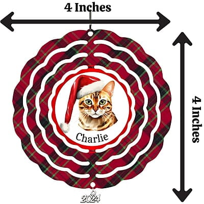 Breeds Starting with B Cat in Santa Hat Personalized 4" Wind Spinner Christmas Ornament Pet Gift Breeds Starting with B Cat in Santa Hat Personalized 4" Wind Spinner Christmas Ornament Pet Gift