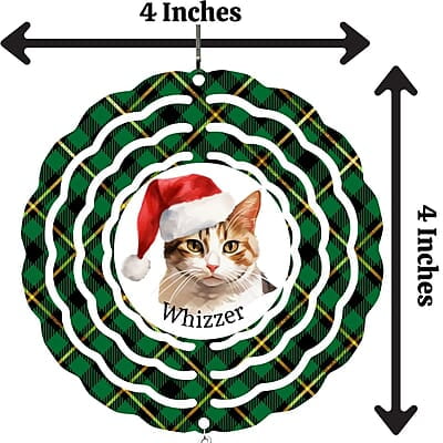 Breeds Starting with C Cat in Santa Hat Personalized 4" Wind Spinner Christmas Ornament Pet Gift Breeds Starting with C Cat in Santa Hat Personalized 4" Wind Spinner Christmas Ornament Pet Gift