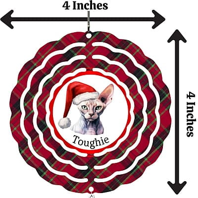 Breeds Starting with D Cat in Santa Hat Personalized 4" Wind Spinner Christmas Ornament Pet Gift Breeds Starting with D Cat in Santa Hat Personalized 4" Wind Spinner Christmas Ornament Pet Gift