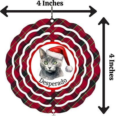 Breeds Starting with J - L Cat in Santa Hat Personalized 4" Wind Spinner Christmas Ornament Pet Gift Breeds Starting with J - L Cat in Santa Hat Personalized 4" Wind Spinner Christmas Ornament Pet Gift