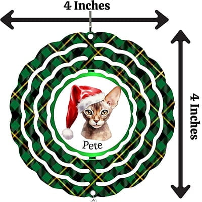 Breeds Starting with M - N Cat in Santa Hat Personalized 4" Wind Spinner Christmas Ornament Pet Gift Breeds Starting with M - N Cat in Santa Hat Personalized 4" Wind Spinner Christmas Ornament Pet Gift