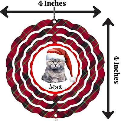 Breeds Starting with O - R Cat in Santa Hat Personalized 4" Wind Spinner Christmas Ornament Pet Gift Breeds Starting with O - R Cat in Santa Hat Personalized 4" Wind Spinner Christmas Ornament Pet Gift