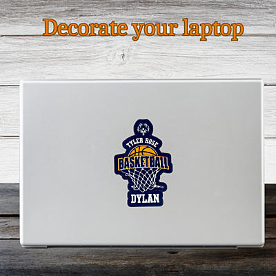 Personalized Custom Vinyl Waterproof Stickers – Tyler Rose Special Olympics Basketball on laptop Personalized Custom Vinyl Waterproof Stickers – Tyler Rose Special Olympics Basketball on laptop