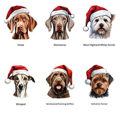Breeds Starting with T-Y Dog in Santa Hat Personalized 4" Wind Spinner Ornament Pet Parent Gift Breeds Starting with T-Y Dog in Santa Hat Personalized 4" Wind Spinner Ornament Pet Parent Gift