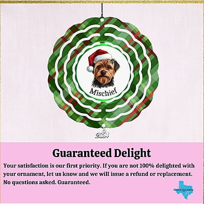 Breeds Starting with T-Y Dog in Santa Hat Personalized 4" Wind Spinner Ornament Pet Parent Gift Breeds Starting with T-Y Dog in Santa Hat Personalized 4" Wind Spinner Ornament Pet Parent Gift