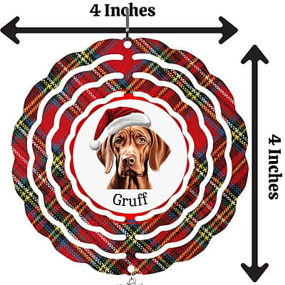 Breeds Starting with T-Y Dog in Santa Hat Personalized 4" Wind Spinner Ornament Pet Parent Gift Breeds Starting with T-Y Dog in Santa Hat Personalized 4" Wind Spinner Ornament Pet Parent Gift