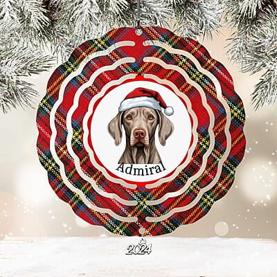 Breeds Starting with T-Y Dog in Santa Hat Personalized 4" Wind Spinner Ornament Pet Parent Gift Breeds Starting with T-Y Dog in Santa Hat Personalized 4" Wind Spinner Ornament Pet Parent Gift