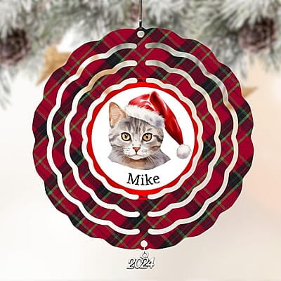 Breeds Starting with A Cat in Santa Hat Personalized 4" Wind Spinner Christmas Ornament Keepsake Pet Parent Gift Breeds Starting with A Cat in Santa Hat Personalized 4" Wind Spinner Christmas Ornament Keepsake Pet Parent Gift