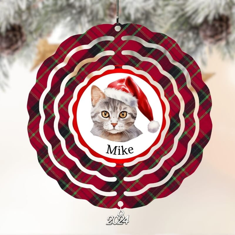 Breeds Starting with A Cat in Santa Hat Personalized 4" Wind Spinner Christmas Ornament Keepsake Pet Parent Gift Breeds Starting with A Cat in Santa Hat Personalized 4" Wind Spinner Christmas Ornament Keepsake Pet Parent Gift
