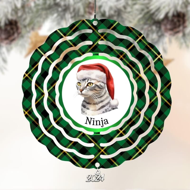 Breeds Starting with E - H Cat in Santa Hat Personalized 4" Wind Spinner Christmas Ornament Pet Gift Breeds Starting with E - H Cat in Santa Hat Personalized 4" Wind Spinner Christmas Ornament Pet Gift
