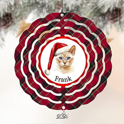Breeds Starting with J - L Cat in Santa Hat Personalized 4" Wind Spinner Christmas Ornament Pet Gift Breeds Starting with J - L Cat in Santa Hat Personalized 4" Wind Spinner Christmas Ornament Pet Gift