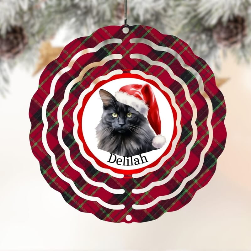 Breeds Starting with O - R Cat in Santa Hat Personalized 4" Wind Spinner Christmas Ornament Pet Gift Breeds Starting with O - R Cat in Santa Hat Personalized 4" Wind Spinner Christmas Ornament Pet Gift