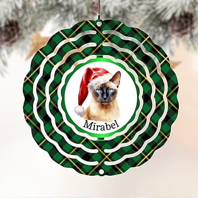 Breeds Starting with T - Y Cat in Santa Hat Personalized 4" Wind Spinner Christmas Ornament Pet Gift Breeds Starting with T - Y Cat in Santa Hat Personalized 4" Wind Spinner Christmas Ornament Pet Gift