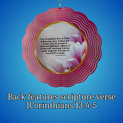 Mom Tribute Wind Spinner – 10" Floral Design with 1Corinthians 13:4-5 Scripture Mom Tribute Wind Spinner – 10" Floral Design with 1Corinthians 13:4-5 Scripture