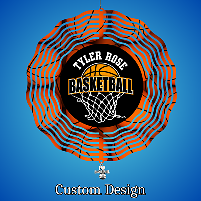 Custom 10" Aluminum Wind Spinners – Tyler Rose Special Olympics Basketball Fundraiser front Custom 10" Aluminum Wind Spinners – Tyler Rose Special Olympics Basketball Fundraiser front