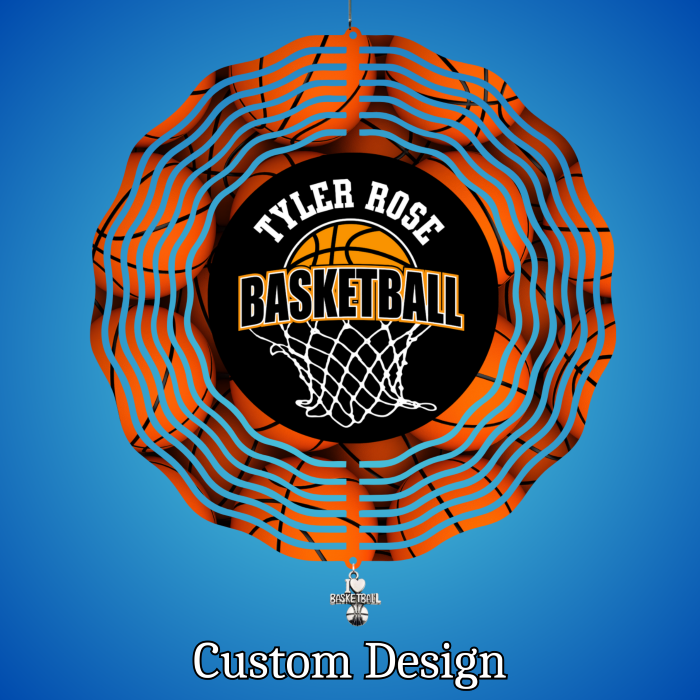 Custom 10" Aluminum Wind Spinners – Tyler Rose Special Olympics Basketball Fundraiser front Custom 10" Aluminum Wind Spinners – Tyler Rose Special Olympics Basketball Fundraiser front