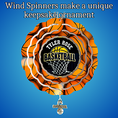 Custom 4" Aluminum Wind Spinners – Tyler Rose Special Olympics Basketball Fundraiser Front Custom 4" Aluminum Wind Spinners – Tyler Rose Special Olympics Basketball Fundraiser Front